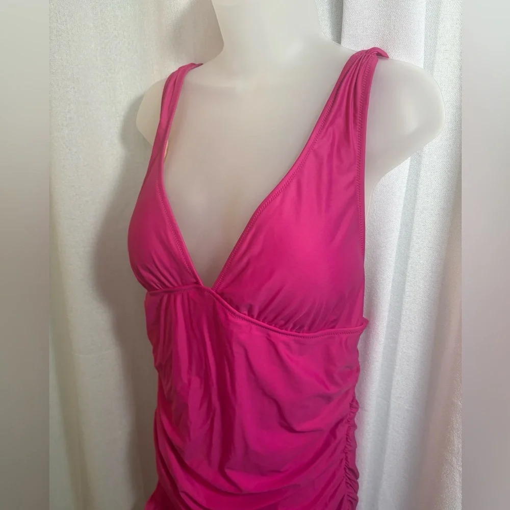 NWT J.‎ CREW Ruched Femme One Piece Swim Dress Pink 16 Plus Size 0373